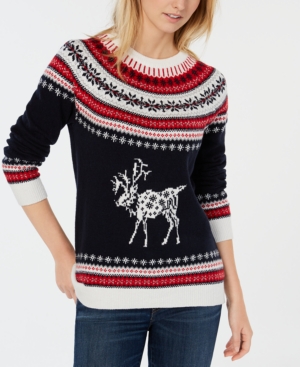 TOMMY HILFIGER REINDEER FAIR ISLE SWEATER, CREATED FOR MACY'S