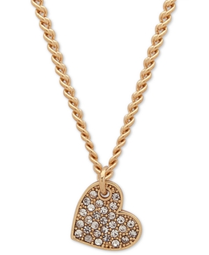 image of Dkny Pave Heart Pendant Necklace, Created for Macy-s, 16