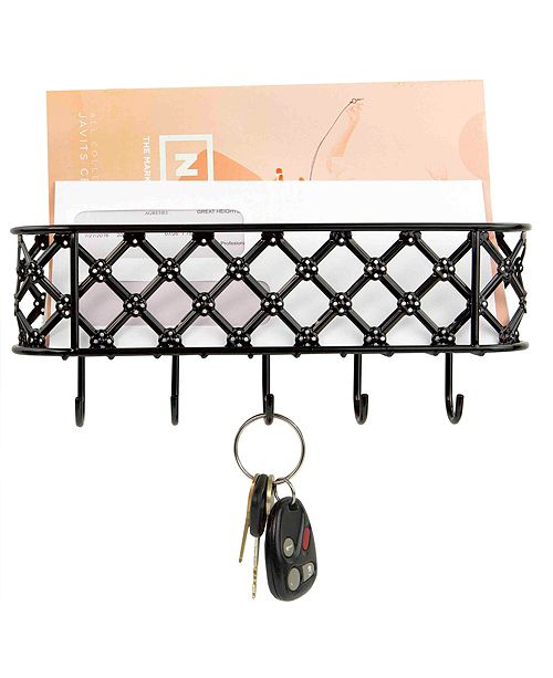 Home Basics Black Lattice Letter Rack With Key Hooks Reviews Cleaning Organization Home Macy S