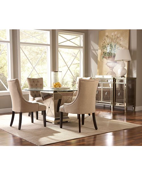 Furniture Marais Round Dining Room Furniture Collection, Mirrored