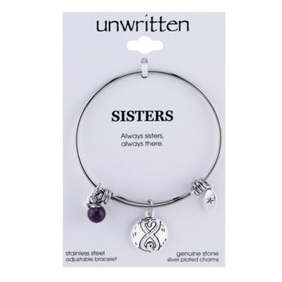 Unwritten Sisters Infinity Silver Plated Charm and Amethyst (8mm
