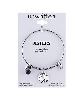 Unwritten Sisters Infinity Silver Plated Charm and Amethyst 8mm
