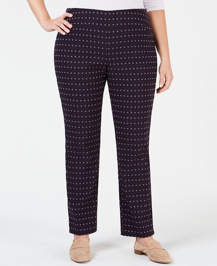 Charter Club Plus Size Printed Cambridge Ponte Pants, Created for Macy ...