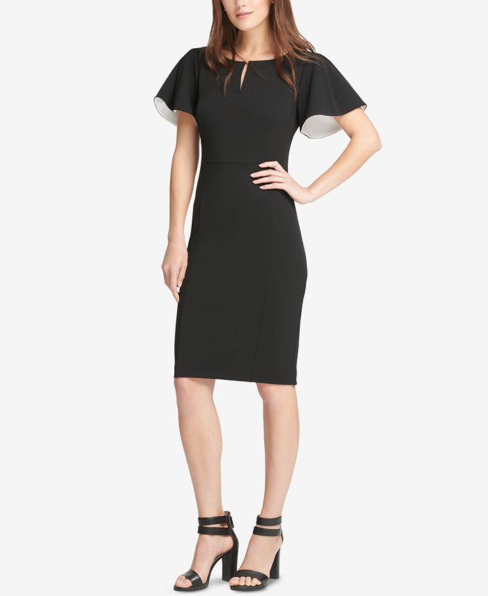 DKNY Flutter-Sleeve Sheath Dress, Created for Macy's & Reviews ...