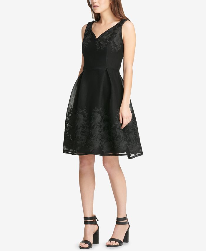 DKNY Embroidered Sweetheart Fit & Flare Dress, Created for Macy's - Macy's