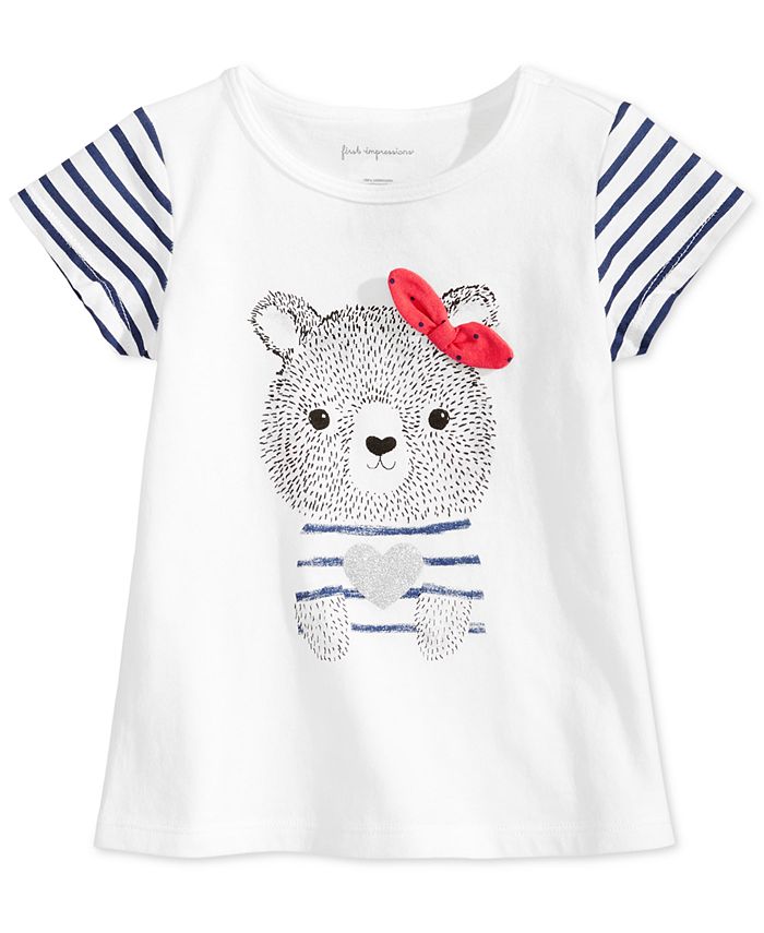 First Impressions Toddler Girls Cotton Bear-Print T-Shirt, Created for ...