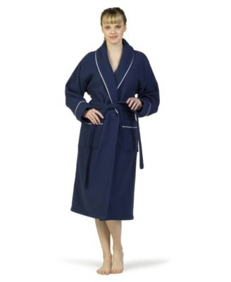 Waffle Terry Bath Robe with Satin Piped Trim