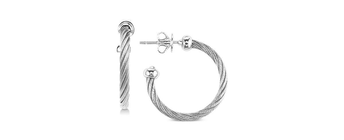 Cable Hoop Earrings in Stainless Steel - Stainless Steel