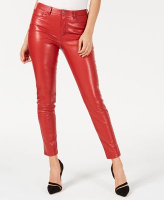 guess red leather pants