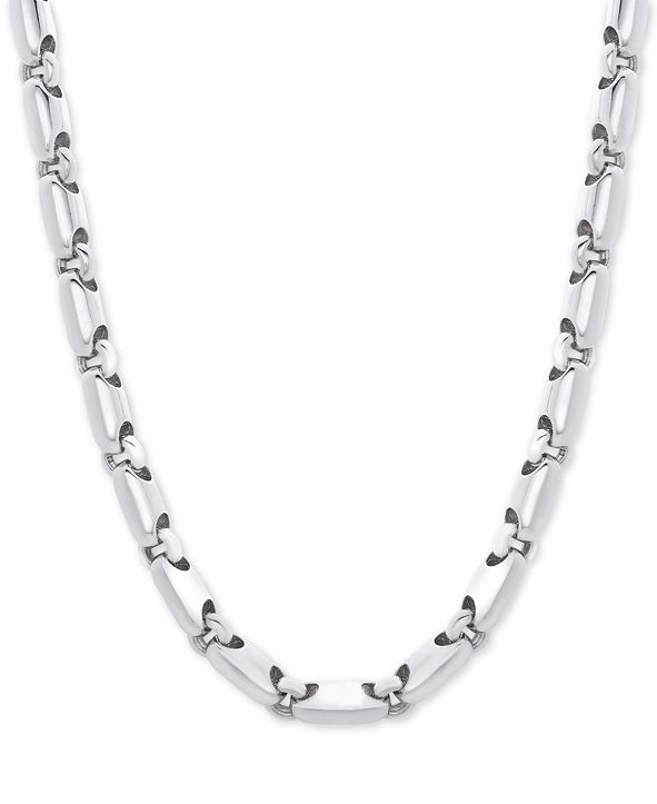 Macy's Men's Polished Rounded Link 24" Chain Necklace in Sterling