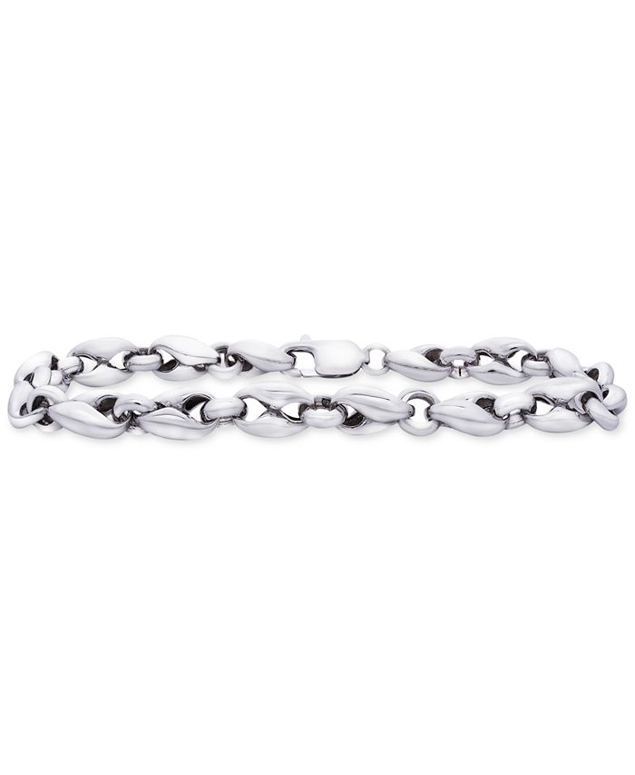 Macy's - Men's Polished Curved Link Bracelet in Sterling Silver