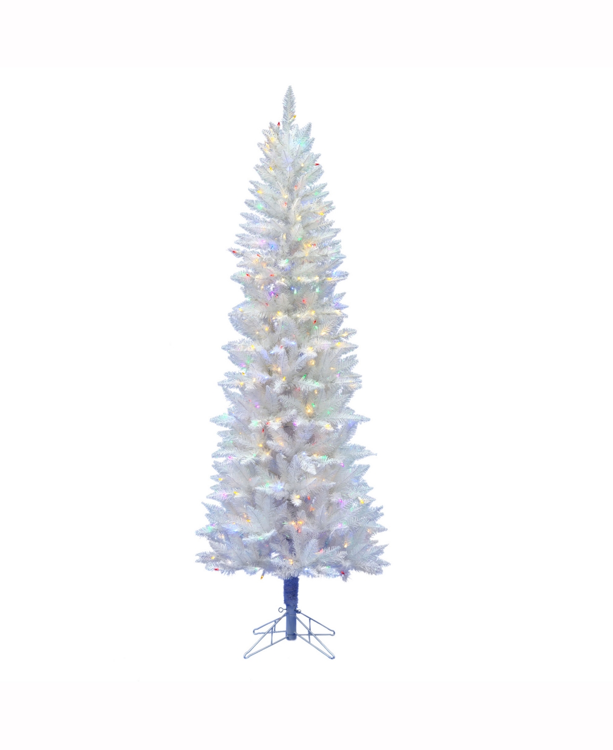 Vickerman Sparkle White Spruce Pencil Artificial Christmas Tree With 300 Multi-Colored Led Lights