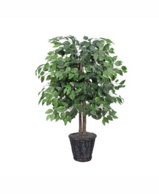 Vickerman - 4' Artificial Ficus Bush, Rattan Basket.