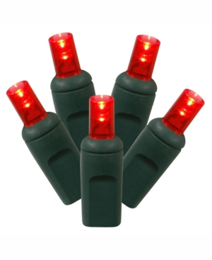 Vickerman 100 Red Wide Angle Led Light On Green Wire 50' Christmas Light Strand