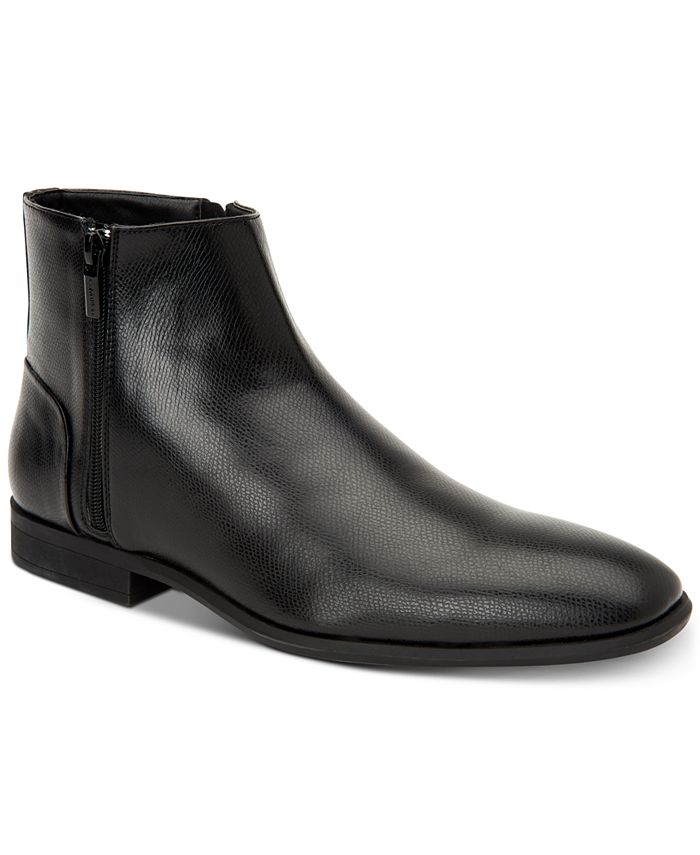 Calvin Klein Men's Luciano Tumbled Leather Zip Boots - Macy's