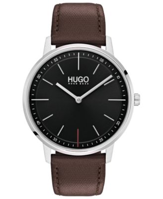 HUGO - Men's #Exist Ultra Slim Brown Leather Strap Watch 40mm