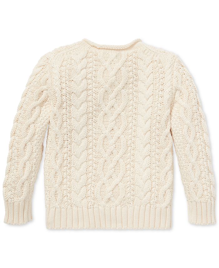 Polo Ralph Lauren Little Boys Aran-Knit Cotton Sweater - Macy's