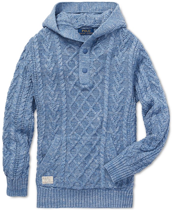 Polo Ralph Lauren Big Boys Aran-Knit Cotton Hoodie - Macy's