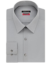 Macys Van Heusen Grey White Striped Wrinkle Free Cotton Blend Dress Shirt 