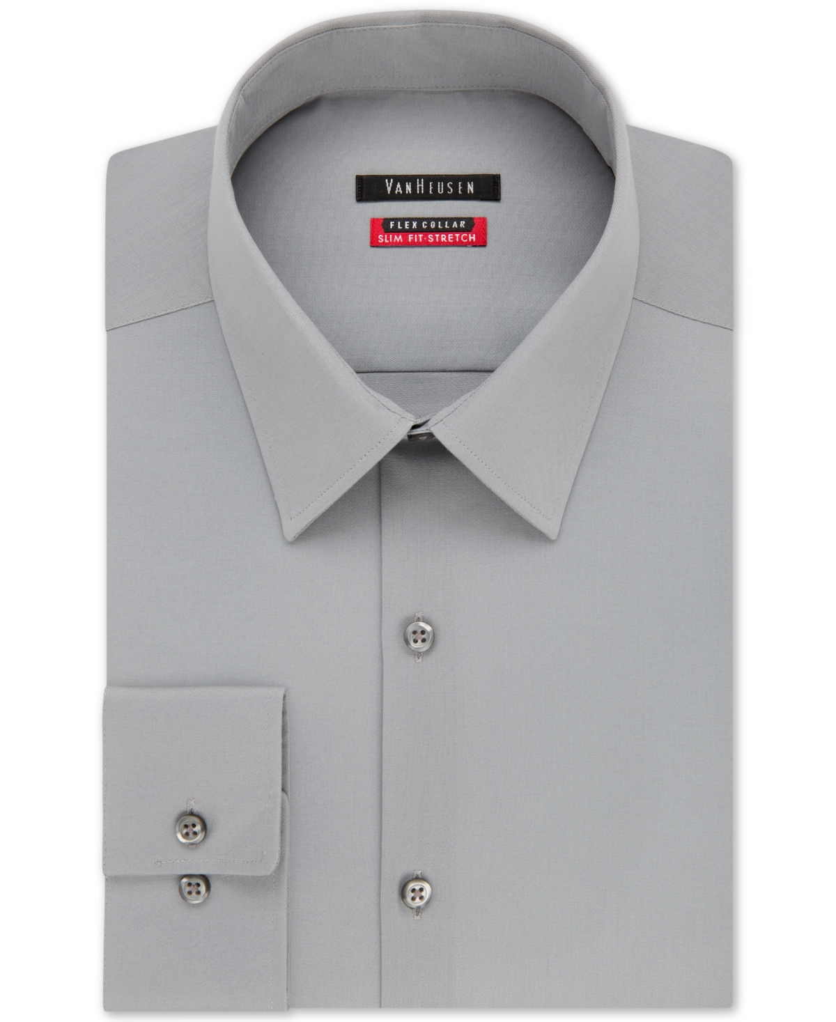 Van Heusen Men's Big & Tall Classic/regular Fit Wrinkle Free Poplin Solid Dress Shirt In Gray