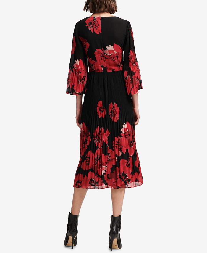 DKNY Pleat-Detail Floral-Print Dress, Created for Macy's - Macy's