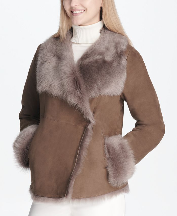 Calvin Klein Shearling Jacket & Reviews - Coats & Jackets - Women - Macy's