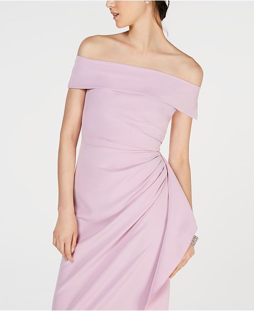 Vince Camuto Women's Draped Off The Shoulder Gown Blue Size 12
