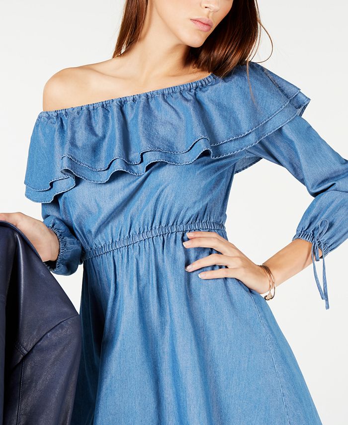 Michael Kors Jeans Dress Denim Mini Dress In DUSK BLUE WASH Michael Kors  [BH]