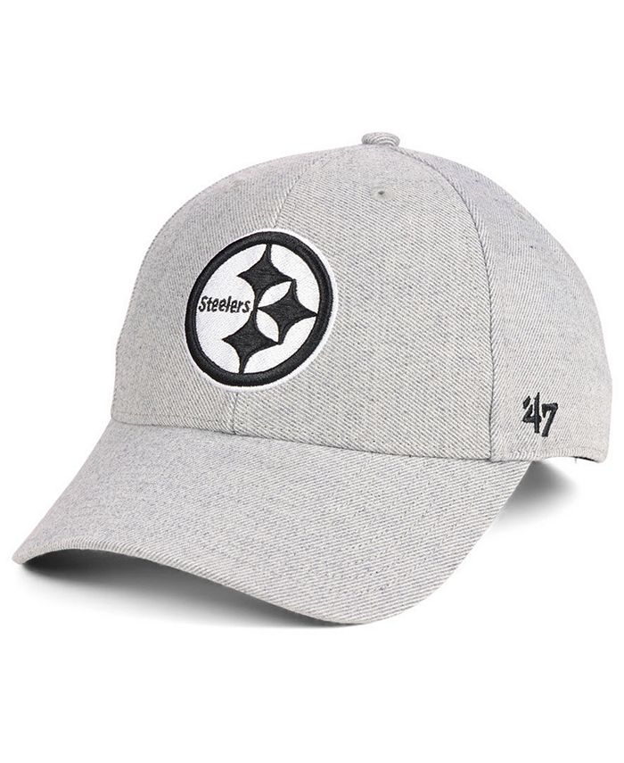 47 Brand Pittsburgh Steelers Heathered Black White MVP Adjustable