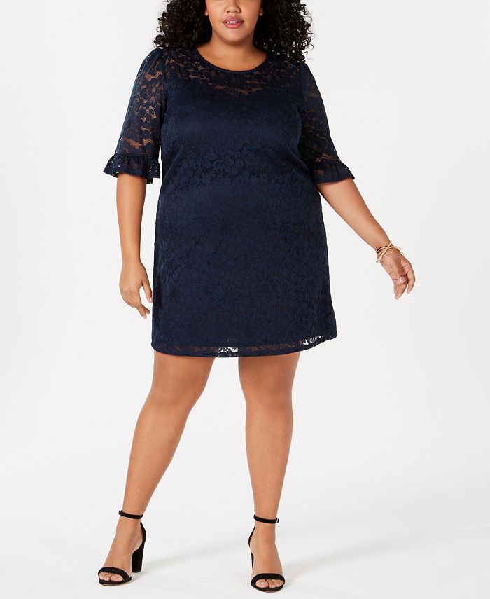 Monteau Trendy Plus Size Lace A-Line Dress - Macy's