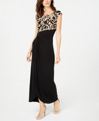 Connected Women's Soutache Faux Wrap Gown Purple Size 8P