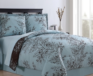 Vcny Home Leaf 8 Piece Comforter Set, Queen In Blue