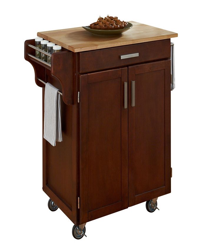 Home Styles Cuisine Cart Cherry Finish with Wood Top Macy's