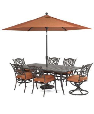 Furniture - Chateau Outdoor 7 Piece Set: 84" x 42" Dining Table, 4 Dining Chairs and 2 Swivel Chairs
