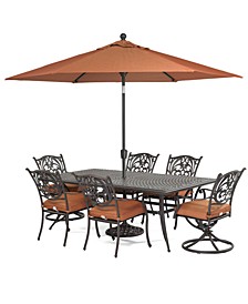 Chateau Outdoor Cast Aluminum 7-Pc. Dining Set (84" x 42" Dining Table, 4 Dining Chairs and 2 Swivel Rockers), Created for Macy's,