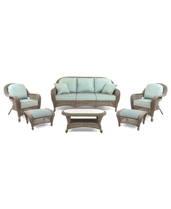 Furniture Sandy Cove Outdoor Wicker 6Pc. Seating Set (1 Sofa, 2 Club
