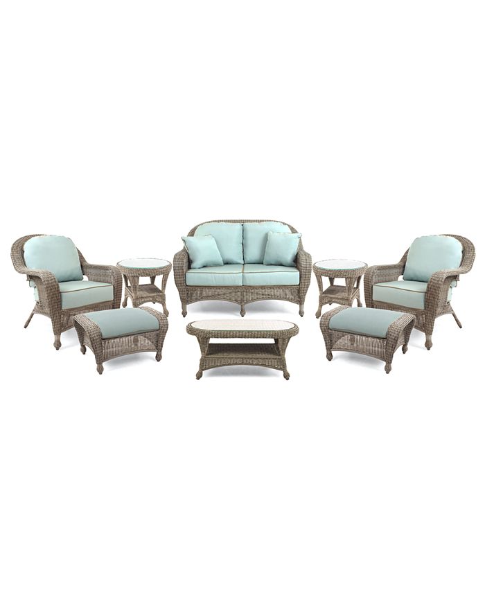 Furniture Sandy Cove Outdoor Wicker 8Pc. Seating Set (1 Loveseat, 2