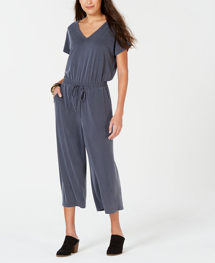 Style & Co Petite Cropped V-Neck Jumpsuit, Created for Macy's - Macy's
