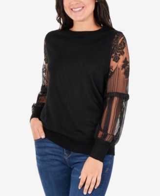 NY Collection - Lace-Sleeve Sweater