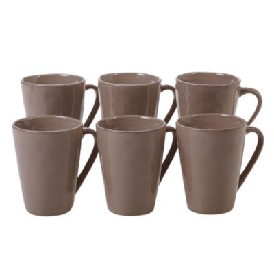 Certified International - Harmony Solid Color - Taupe 6-Pc. Mug 15oz Set