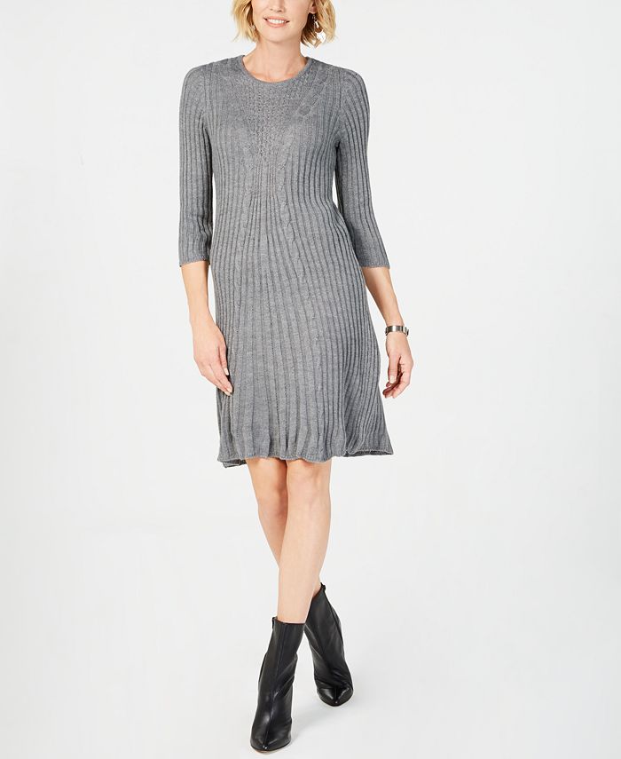 NY Collection Petite Cable-Knit Sweater Dress - Macy's