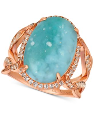 Le Vian - Sky Aquaprase (18 x 12mm) & White Topaz (1/2 ct. t.w.) Ring in 14k Rose Gold