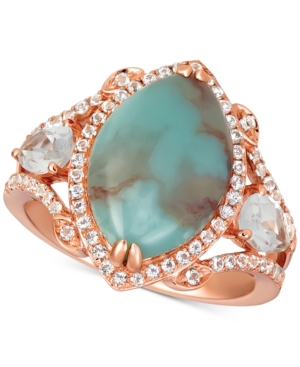 image of Le Vian Sky Aquaprase (15 x 10mm) & White Topaz (1-1/6 ct. t.w.) Statement Ring in 14k Rose Gold, Created for Macy-s