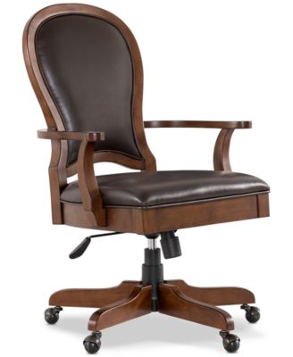 Clinton Hill Cherry Leather Desk Chair - Macy's