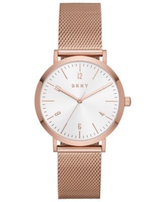 DKNY - Women's Minetta Rose Gold-Tone Stainless Steel Mesh Bracelet Watch 36mm