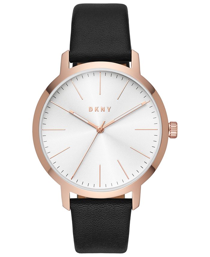 DKNY Men's Modernist Black Leather Strap Watch 44mm - Macy's