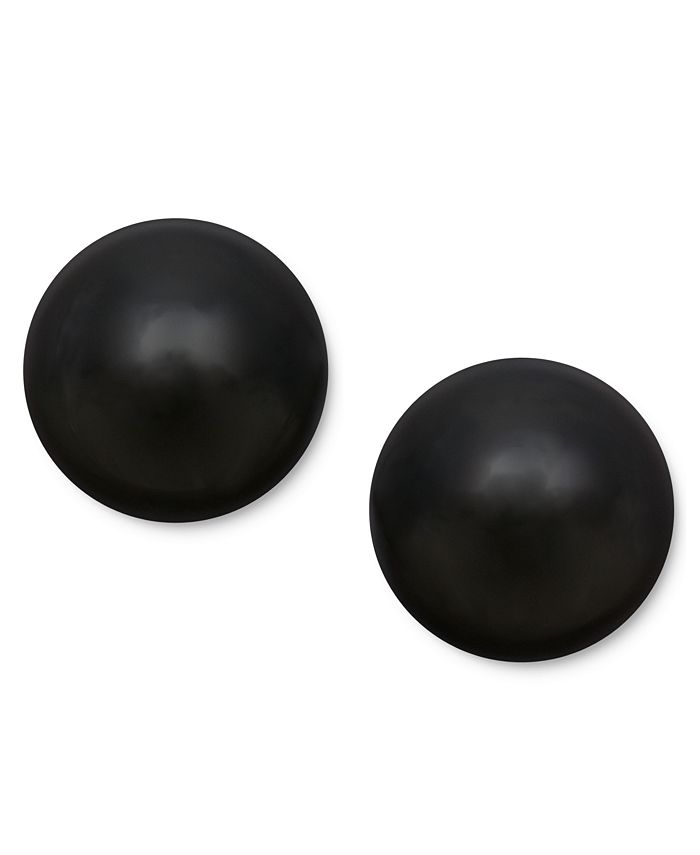 NEW  Sterling Silver  Black Onyx  & Diamond 8mm Round Ball Stud Earrings 