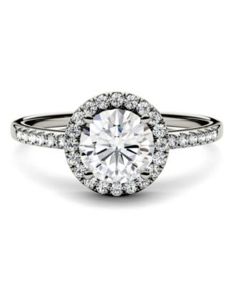 Moissanite Round Halo Ring (1-1/3 ct. t.w. Diamond Equivalent) in 14k Gold or White Gold or Rose Gold