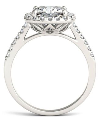 Moissanite Cushion Halo Ring (2-7/8 ct. tw. Diamond Equivalent) in 14k White Gold