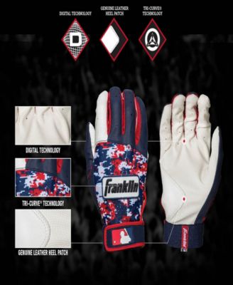 Franklin Sports MLB Digitek Paire de gants de frappeur, taille M, gris/noir/rouge Digi